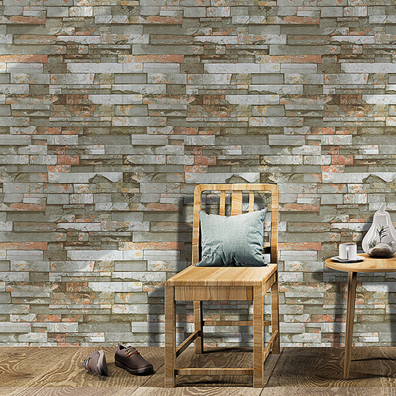 3D Effect Brick Wallpaper Peel and Paste Farmhouse Dining Room Wall Decor, 29.1-sq ft Green Clearhalo 'Country wall decor' 'Rustic' 'Wallpaper' Wall Decor' 1696524