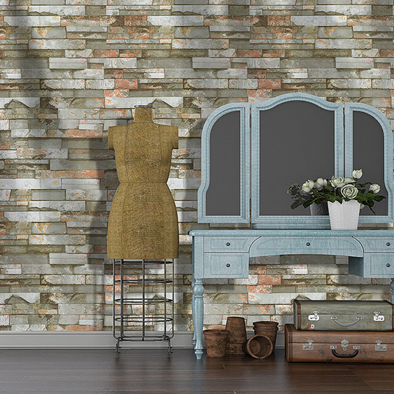 3D Effect Brick Wallpaper Peel and Paste Farmhouse Dining Room Wall Decor, 29.1-sq ft Clearhalo 'Country wall decor' 'Rustic' 'Wallpaper' Wall Decor' 1696525