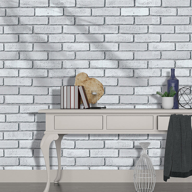 3D Effect Brick Wallpaper Peel and Paste Farmhouse Dining Room Wall Decor, 29.1-sq ft Light Gray Clearhalo 'Country wall decor' 'Rustic' 'Wallpaper' Wall Decor' 1696528