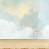 Whole Houses Drawing Mural Childrens Art Cute Architecture Wall Covering in Pastel Color Clearhalo 'Wall Decor' 'Wall Mural' 1696538