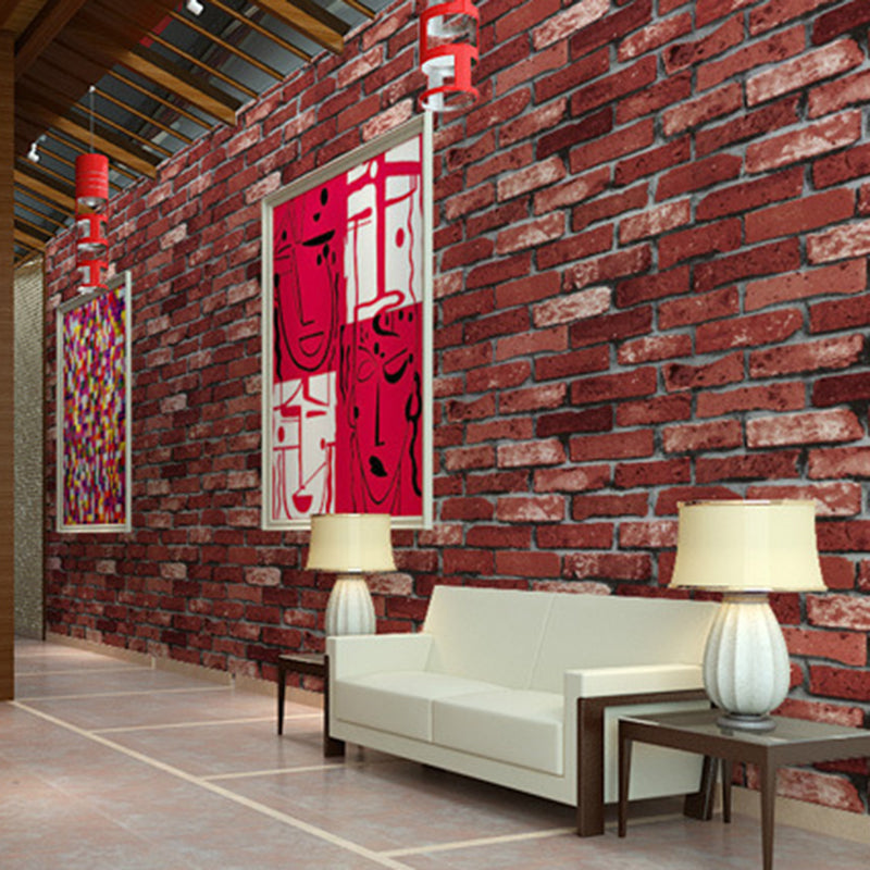 Brick Wallpaper Roll Stain-Proof Cyberpunk Sitting Room Wall Decor, 33' L x 20.5" W Clearhalo 'Industrial wall decor' 'Industrial' 'Wallpaper' Wall Decor' 1696652