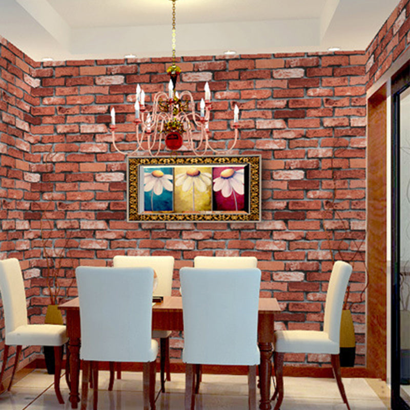 Brick Wallpaper Roll Stain-Proof Cyberpunk Sitting Room Wall Decor, 33' L x 20.5" W Clearhalo 'Industrial wall decor' 'Industrial' 'Wallpaper' Wall Decor' 1696657