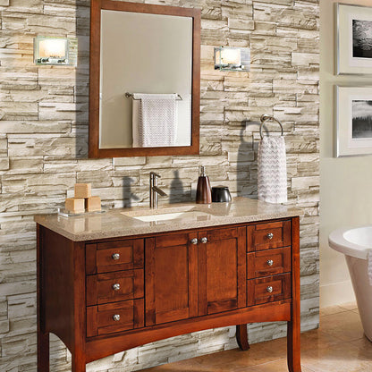 Rustic Brick Rock Wallpaper Roll PVC Self Sticking Light Brown Wall Covering for Bedroom Light Brown Clearhalo 'Country wall decor' 'Rustic' 'Wallpaper' Wall Decor' 1696670