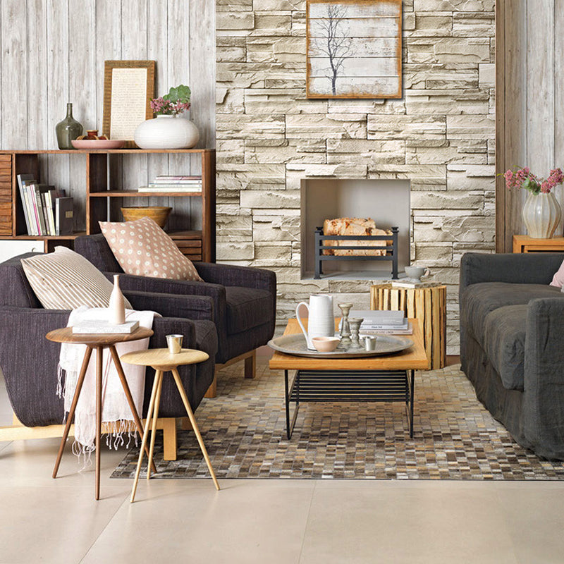 Rustic Brick Rock Wallpaper Roll PVC Self Sticking Light Brown Wall Covering for Bedroom Clearhalo 'Country wall decor' 'Rustic' 'Wallpaper' Wall Decor' 1696672