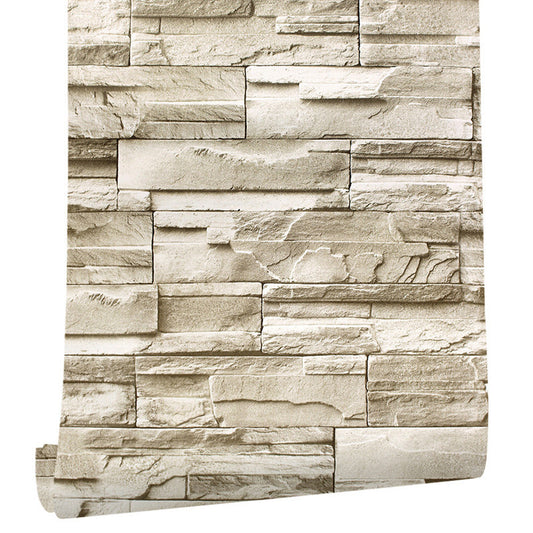 Rustic Brick Rock Wallpaper Roll PVC Self Sticking Light Brown Wall Covering for Bedroom Clearhalo 'Country wall decor' 'Rustic' 'Wallpaper' Wall Decor' 1696673