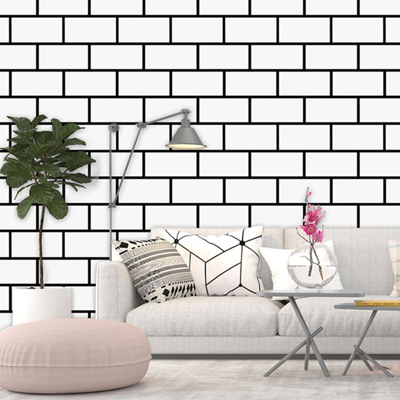 White Brickwork Wallpaper Roll Architecture Steampunk Stick On Wall Covering for Home Clearhalo 'Industrial wall decor' 'Industrial' 'Wallpaper' Wall Decor' 1696676