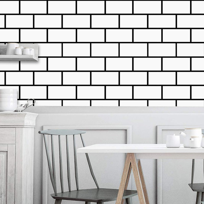 White Brickwork Wallpaper Roll Architecture Steampunk Stick On Wall Covering for Home Clearhalo 'Industrial wall decor' 'Industrial' 'Wallpaper' Wall Decor' 1696677