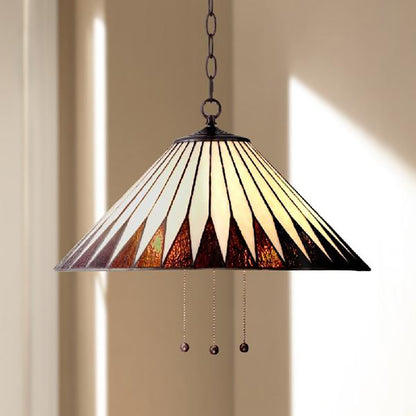 Tiffany-Style Cone/Swag/Wavy Pendant Lighting 1 Bulb Beige Hand Cut Glass Hanging Light Fixture for Living Room Beige Swag Clearhalo 'Ceiling Lights' 'Industrial' 'Middle Century Pendants' 'Pendant Lights' 'Pendants' 'Tiffany close to ceiling' 'Tiffany Pendants' 'Tiffany' Lighting' 169670