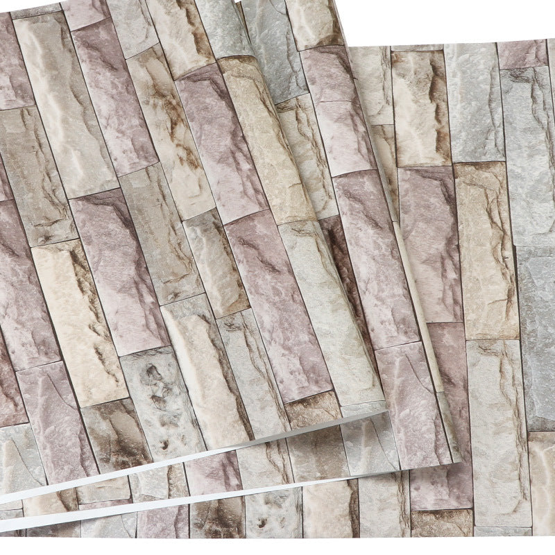 Fake Embossed Brick Wallpaper Steampunk Washable Living Room Wall Decor, 57.1-sq ft Khaki Clearhalo 'Industrial wall decor' 'Industrial' 'Wallpaper' Wall Decor' 1696753