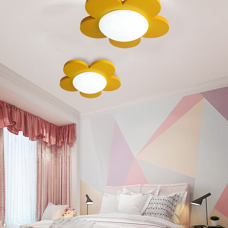 Bedroom Ceiling Light for Kids, Macaron Flush Mount Lighting with Acrylic Floral Shade Clearhalo 'Ceiling Lights' 'Close To Ceiling Lights' 'Close to ceiling' 'Flush mount' Lighting' 169677
