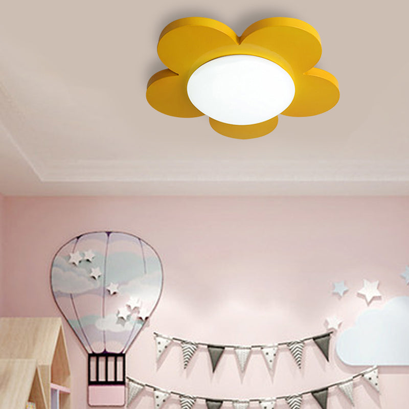 Bedroom Ceiling Light for Kids, Macaron Flush Mount Lighting with Acrylic Floral Shade Clearhalo 'Ceiling Lights' 'Close To Ceiling Lights' 'Close to ceiling' 'Flush mount' Lighting' 169678