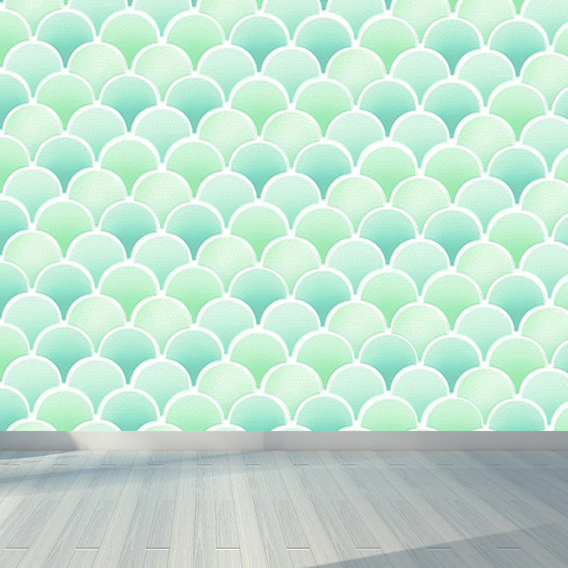 Fishscale Wall Covering Mural Modern Waterproofing Living Room Wall Decor, Custom Size Light Green Clearhalo 'Wall Decor' 'Wall Mural' 1696788