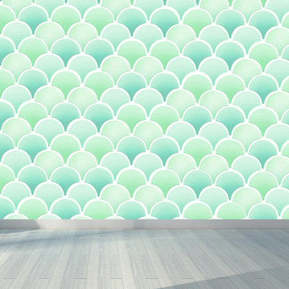 Fishscale Wall Covering Mural Modern Waterproofing Living Room Wall Decor, Custom Size Light Green Clearhalo 'Wall Decor' 'Wall Mural' 1696788