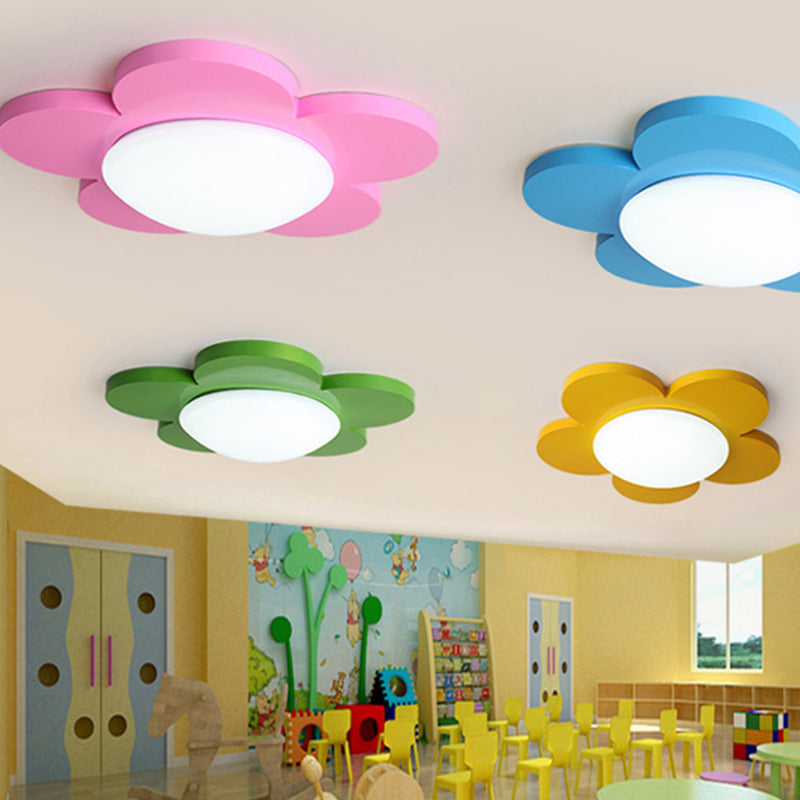Bedroom Ceiling Light for Kids, Macaron Flush Mount Lighting with Acrylic Floral Shade Clearhalo 'Ceiling Lights' 'Close To Ceiling Lights' 'Close to ceiling' 'Flush mount' Lighting' 169682