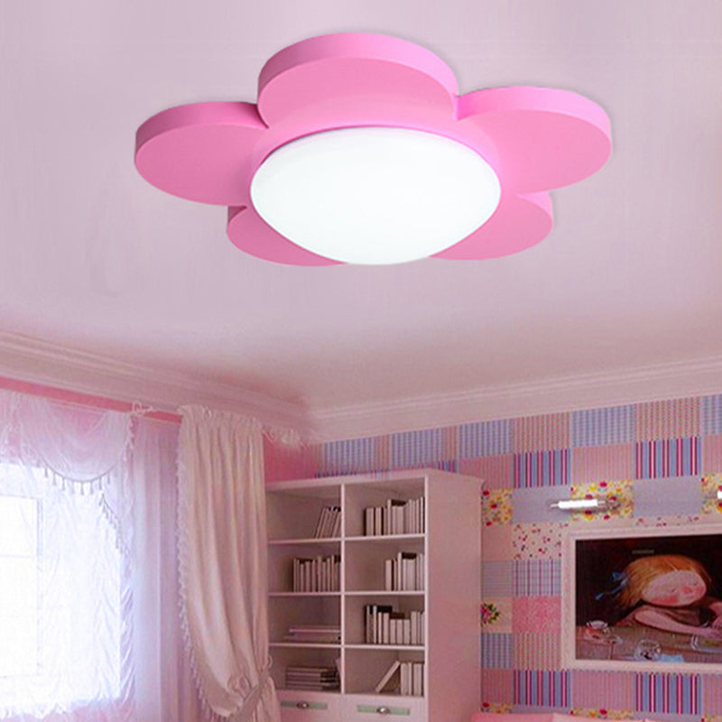Bedroom Ceiling Light for Kids, Macaron Flush Mount Lighting with Acrylic Floral Shade Pink Clearhalo 'Ceiling Lights' 'Close To Ceiling Lights' 'Close to ceiling' 'Flush mount' Lighting' 169683