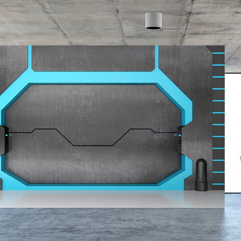 Non-Woven Bright Mural Science Fiction Aeroboat Door Print Wall Decor, Made to Measure Clearhalo 'Wall Decor' 'Wall Mural' 1696844