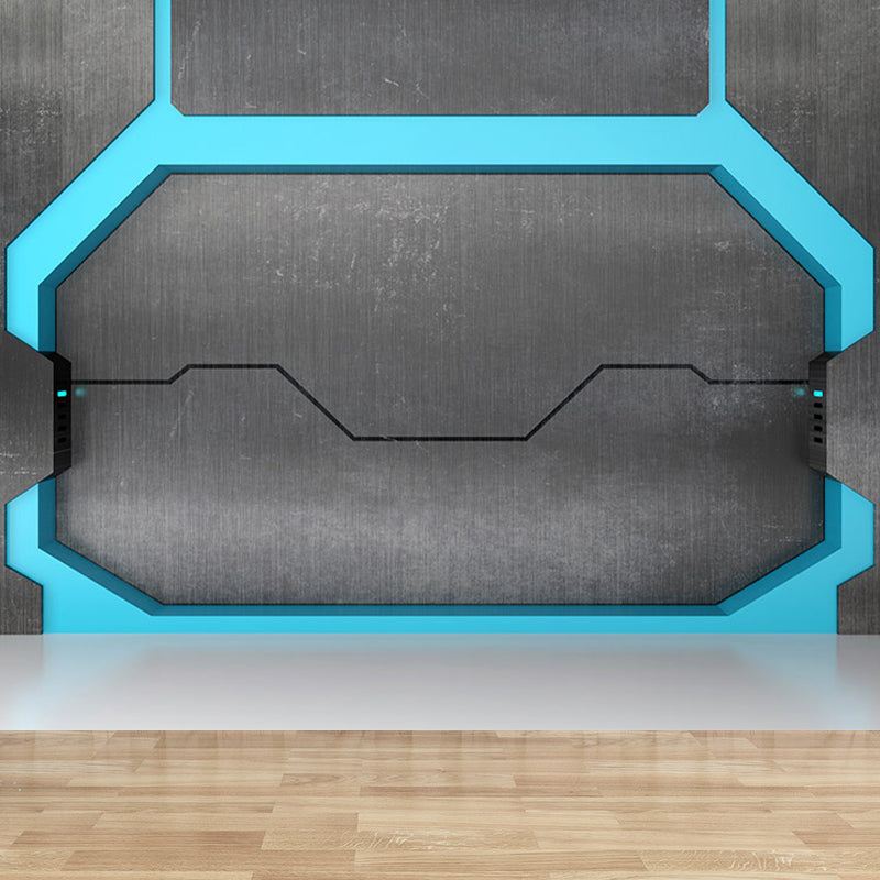 Non-Woven Bright Mural Science Fiction Aeroboat Door Print Wall Decor, Made to Measure Clearhalo 'Wall Decor' 'Wall Mural' 1696845