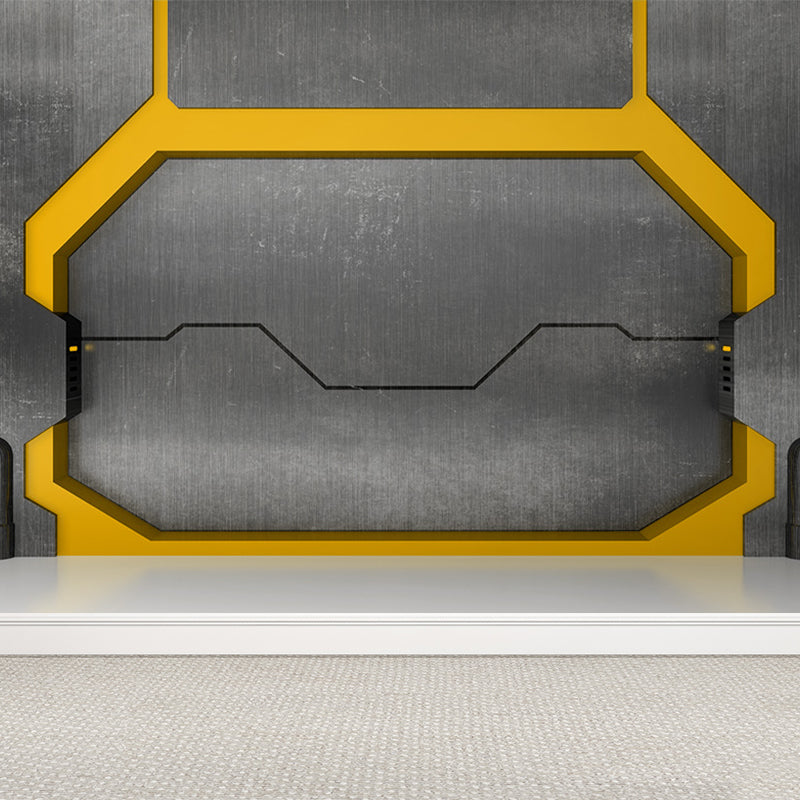 Non-Woven Bright Mural Science Fiction Aeroboat Door Print Wall Decor, Made to Measure Clearhalo 'Wall Decor' 'Wall Mural' 1696860