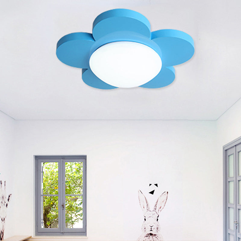 Bedroom Ceiling Light for Kids, Macaron Flush Mount Lighting with Acrylic Floral Shade Blue Clearhalo 'Ceiling Lights' 'Close To Ceiling Lights' 'Close to ceiling' 'Flush mount' Lighting' 169688