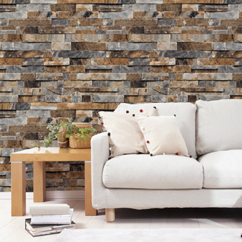 Faux Brick Wallpaper Roll Waterproof Industrial Living Room Wall Decor, 57.1-sq ft Brown 1 Set Clearhalo 'Industrial wall decor' 'Industrial' 'Wallpaper' Wall Decor' 1696890