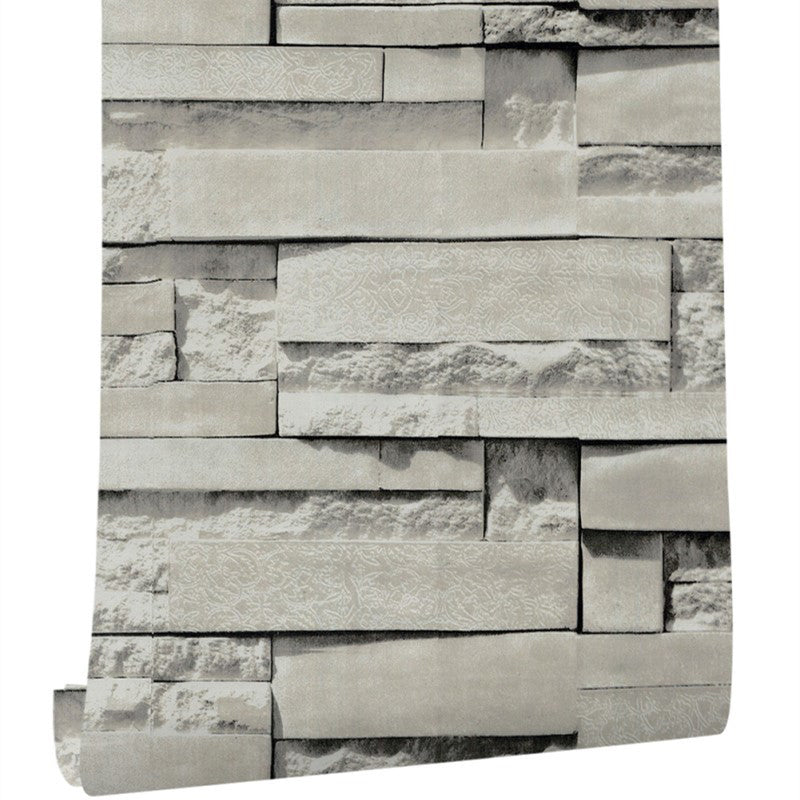 Farmhouse Whitewash Brick Wallpaper Grey House Interior Adhesive Wall Art, 19.5' x 17.5" Clearhalo 'Country wall decor' 'Rustic' 'Wallpaper' Wall Decor' 1696923