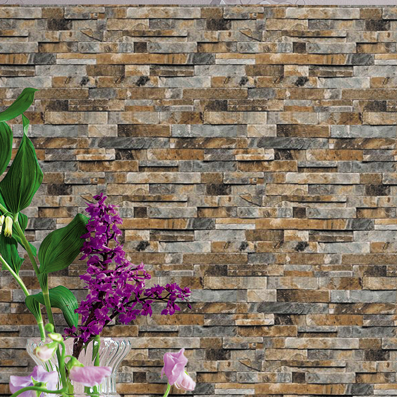 PVC Dark Color Wallpaper Industrial Marble Bricks Wall Decoration, 33' L x 20.5" W Brown Clearhalo 'Industrial wall decor' 'Industrial' 'Wallpaper' Wall Decor' 1696925