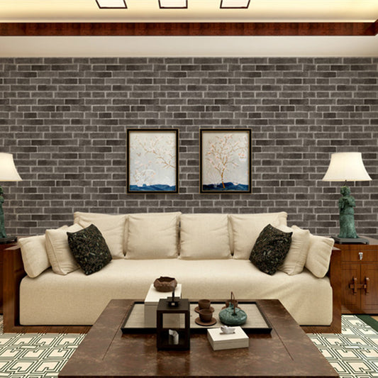 PVC Dark Color Wallpaper Industrial Marble Bricks Wall Decoration, 33' L x 20.5" W Dark Gray Clearhalo 'Industrial wall decor' 'Industrial' 'Wallpaper' Wall Decor' 1696936