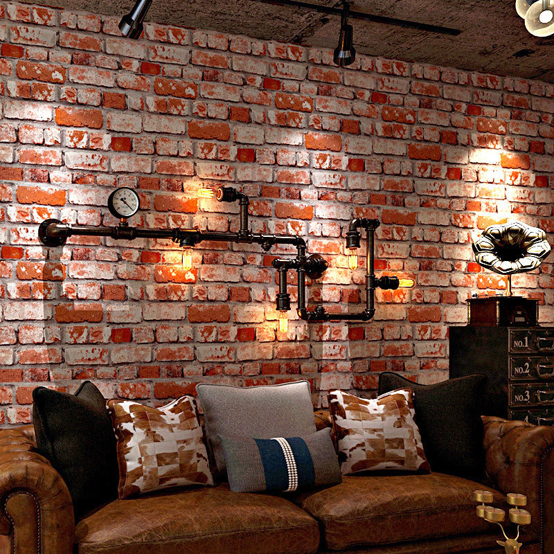 Old Wrecked Brick Look Wallpaper Dark Color Industrial Wall Covering for Sitting Room Red Clearhalo 'Industrial wall decor' 'Industrial' 'Wallpaper' Wall Decor' 1696940