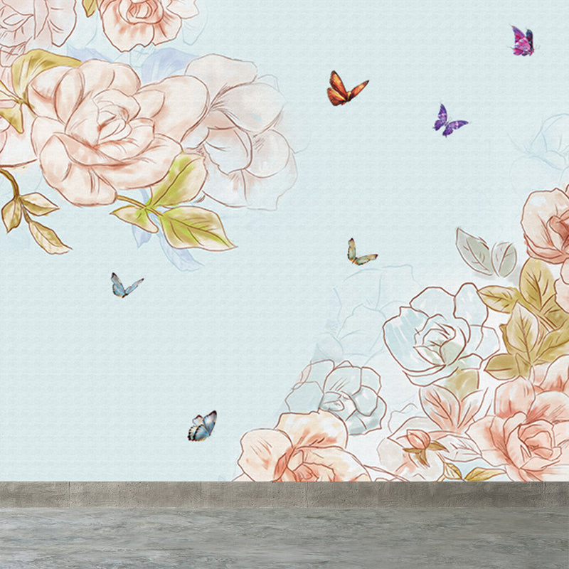 Contemporary Flower Branch Wall Mural Soft Color Decorative Wall Art for Living Room Clearhalo 'Wall Decor' 'Wall Mural' 1696948