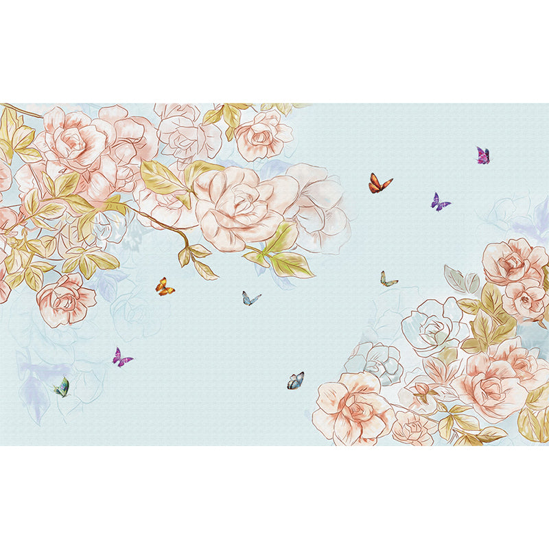 Contemporary Flower Branch Wall Mural Soft Color Decorative Wall Art for Living Room Clearhalo 'Wall Decor' 'Wall Mural' 1696950