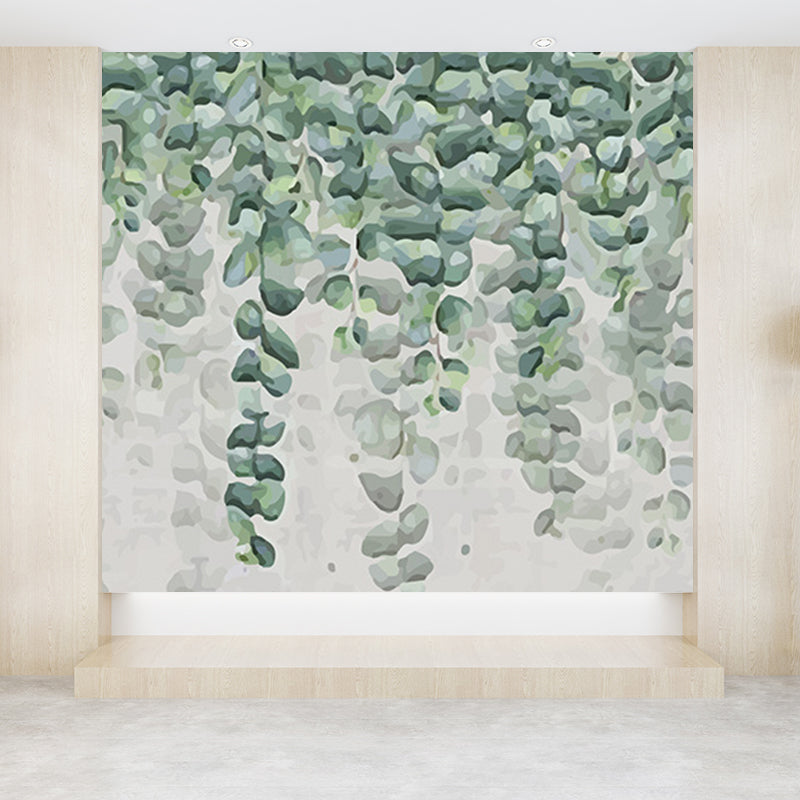 Contemporary Flower Branch Wall Mural Soft Color Decorative Wall Art for Living Room Blackish Green Clearhalo 'Wall Decor' 'Wall Mural' 1696957
