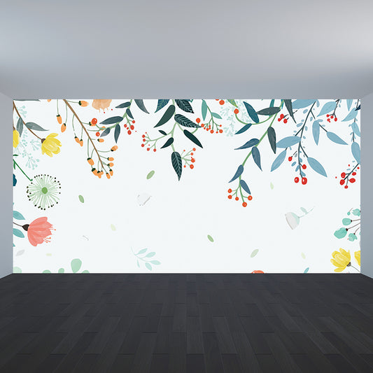 Contemporary Flower Branch Wall Mural Soft Color Decorative Wall Art for Living Room Clearhalo 'Wall Decor' 'Wall Mural' 1696963