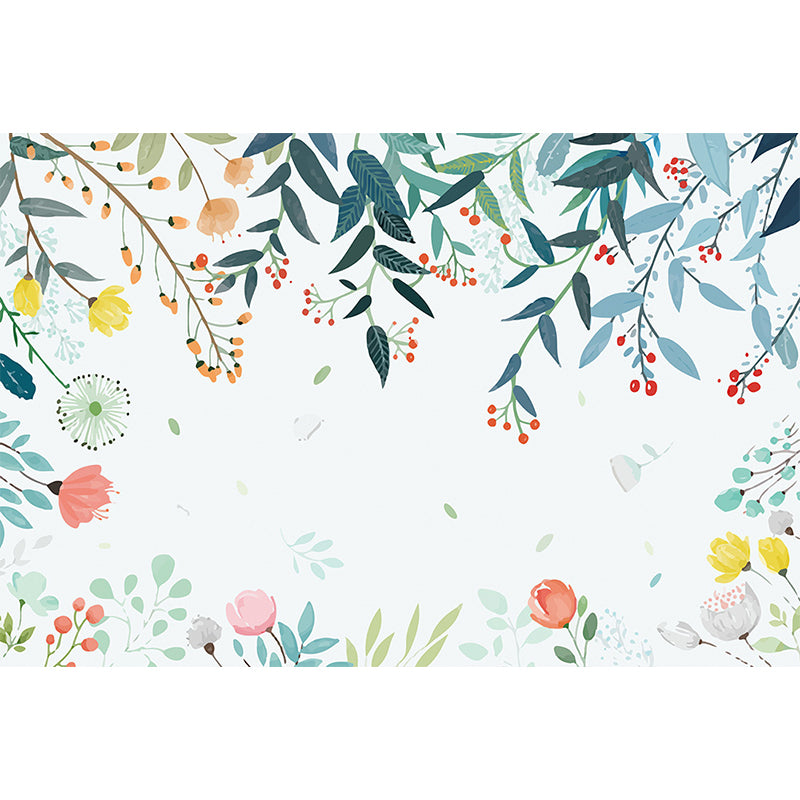 Contemporary Flower Branch Wall Mural Soft Color Decorative Wall Art for Living Room Clearhalo 'Wall Decor' 'Wall Mural' 1696965