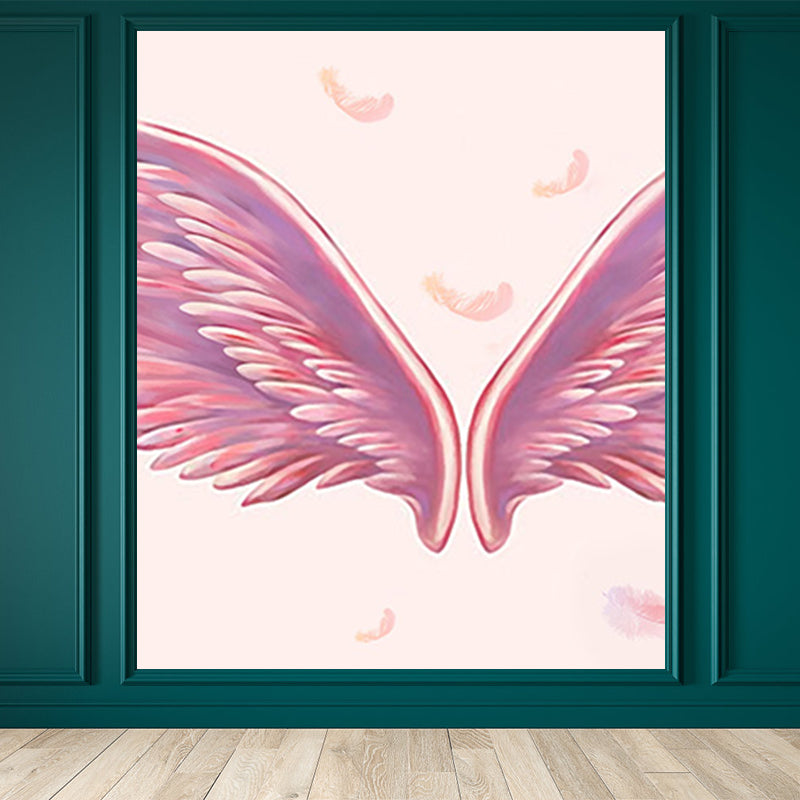 Large Bird Wing Mural Wallpaper Modern Natural Animals Wall Decor in Pastel Color Light Pink Clearhalo 'Wall Decor' 'Wall Mural' 1696972