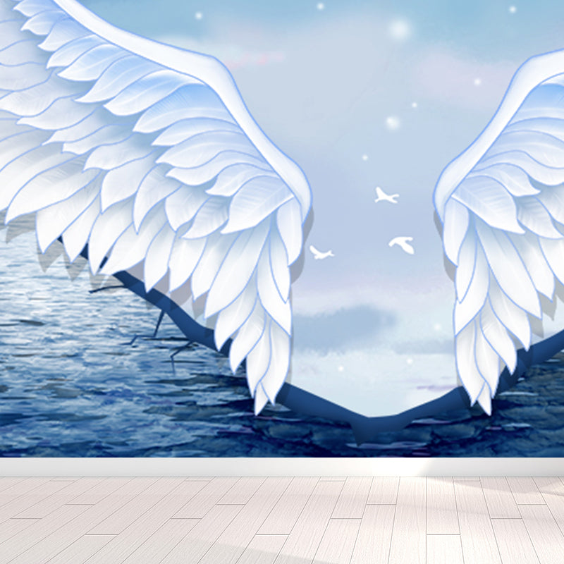 Large Bird Wing Mural Wallpaper Modern Natural Animals Wall Decor in Pastel Color Dark Blue Clearhalo 'Wall Decor' 'Wall Mural' 1696982