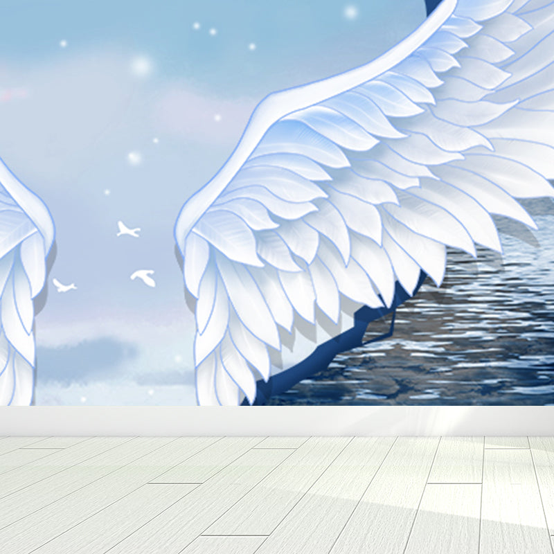 Large Bird Wing Mural Wallpaper Modern Natural Animals Wall Decor in Pastel Color Clearhalo 'Wall Decor' 'Wall Mural' 1696983