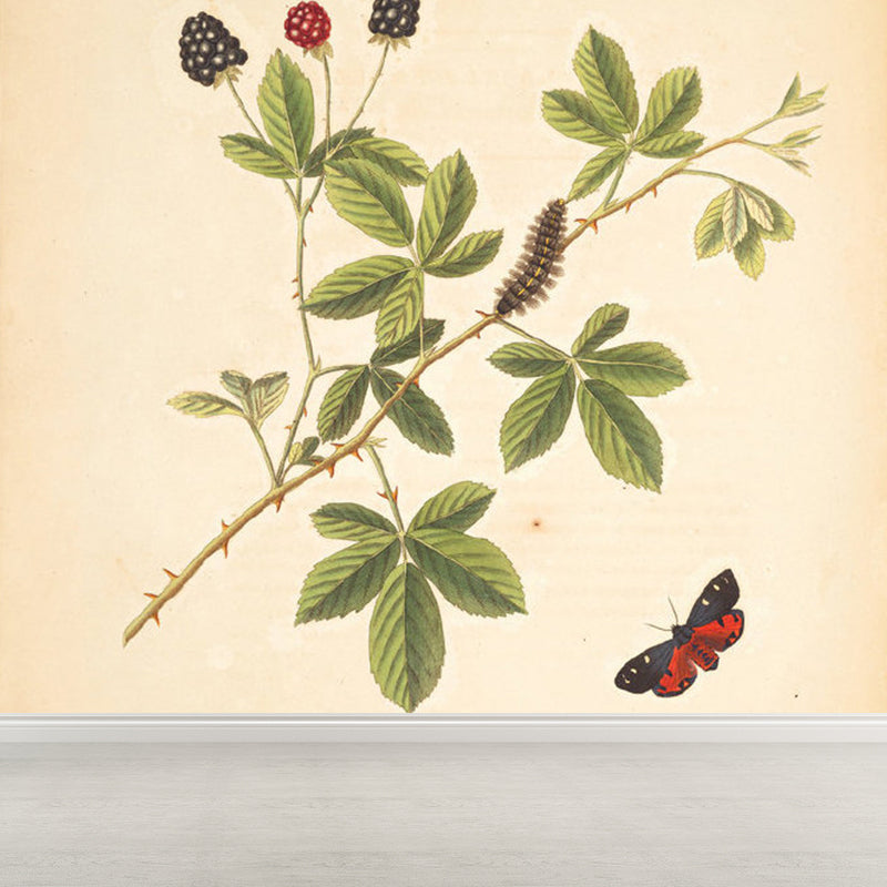 Giant Contemporary Wall Mural in Beige Tree Branch Wall Covering, Custom Printed Beige Design 2 Clearhalo 'Wall Decor' 'Wall Mural' 1696997