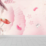 Modern Flowers Branch Mural Decal Pink Decorative Wall Covering for Girls Bedroom Clearhalo 'Wall Decor' 'Wall Mural' 1697009