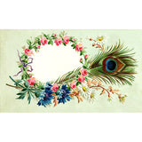 Illustration Style Wreath Mural Decal for Dining Room, Green, Custom Size Available