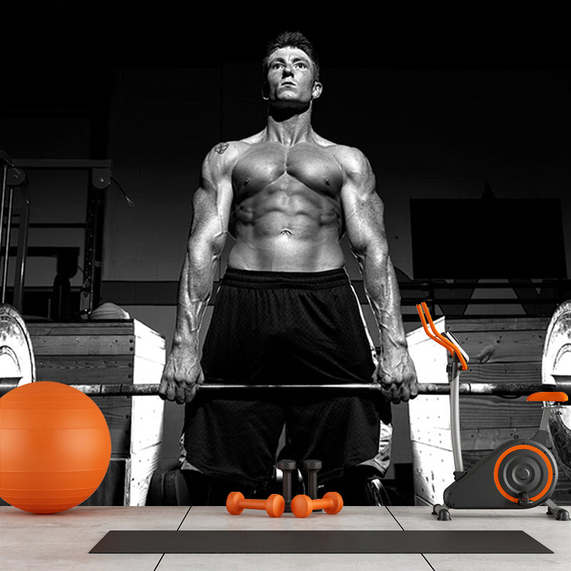 Contemporary Sportsman Wall Mural Pastel Color Waterproofing Wall Decor for Boys Bedroom Black Clearhalo 'Wall Decor' 'Wall Mural' 1697022