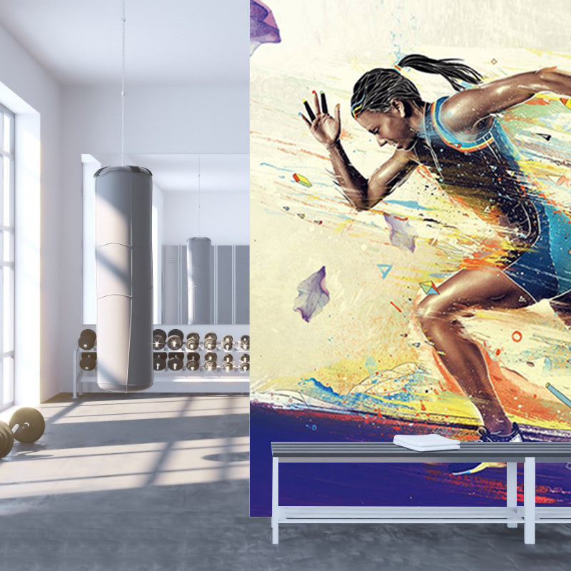 Contemporary Sportsman Wall Mural Pastel Color Waterproofing Wall Decor for Boys Bedroom Clearhalo 'Wall Decor' 'Wall Mural' 1697029