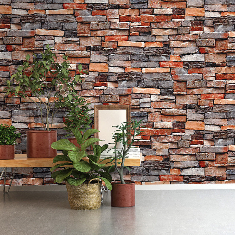 Industrial Architecture Brick Wallpaper Dark Color Washable Wall Covering for Living Room Brick Red Clearhalo 'Industrial wall decor' 'Industrial' 'Wallpaper' Wall Decor' 1697057