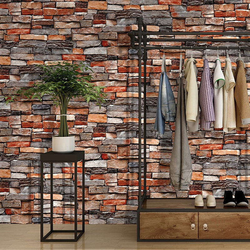 Industrial Architecture Brick Wallpaper Dark Color Washable Wall Covering for Living Room Clearhalo 'Industrial wall decor' 'Industrial' 'Wallpaper' Wall Decor' 1697058