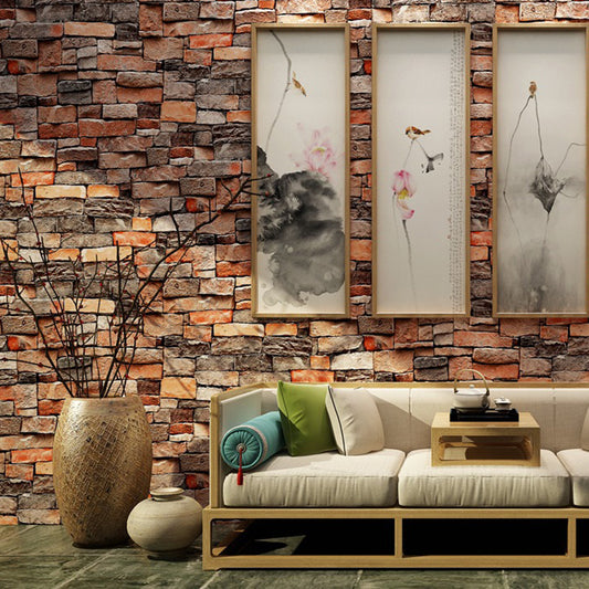 3D Brick Wallpaper Roll Industrial Shabby Chic Architecture Wall Art in Dark Color Brick Red Clearhalo 'Industrial wall decor' 'Industrial' 'Wallpaper' Wall Decor' 1697072