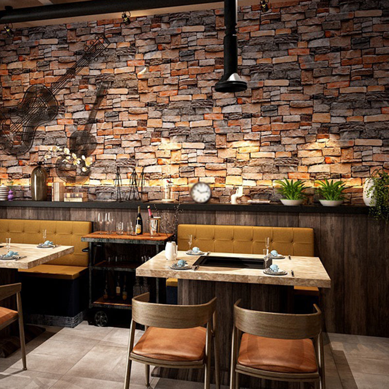 3D Brick Wallpaper Roll Industrial Shabby Chic Architecture Wall Art in Dark Color Clearhalo 'Industrial wall decor' 'Industrial' 'Wallpaper' Wall Decor' 1697074