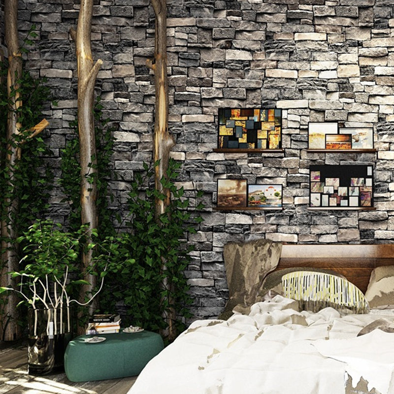 3D Brick Wallpaper Roll Industrial Shabby Chic Architecture Wall Art in Dark Color Clearhalo 'Industrial wall decor' 'Industrial' 'Wallpaper' Wall Decor' 1697081