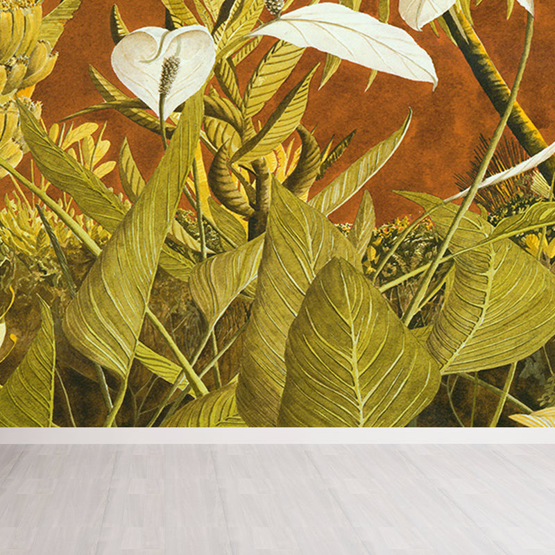 Soft Color Leaves Mural Decal Botanical Tropical Washable Wall Covering for Kitchen Clearhalo 'Wall Decor' 'Wall Mural' 1697099