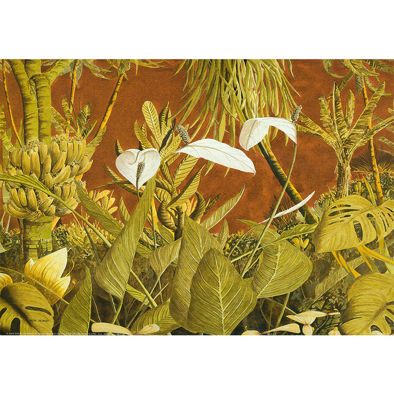 Soft Color Leaves Mural Decal Botanical Tropical Washable Wall Covering for Kitchen Clearhalo 'Wall Decor' 'Wall Mural' 1697100