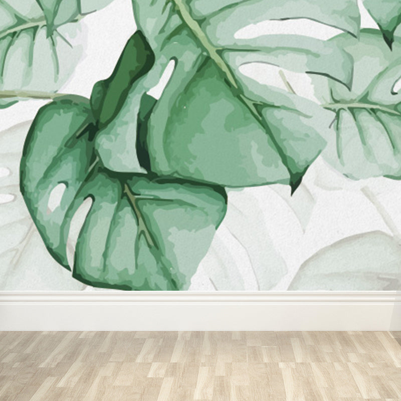 Soft Color Leaves Mural Decal Botanical Tropical Washable Wall Covering for Kitchen Clearhalo 'Wall Decor' 'Wall Mural' 1697113