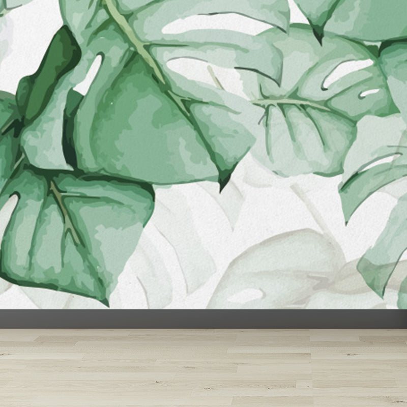 Soft Color Leaves Mural Decal Botanical Tropical Washable Wall Covering for Kitchen Clearhalo 'Wall Decor' 'Wall Mural' 1697114
